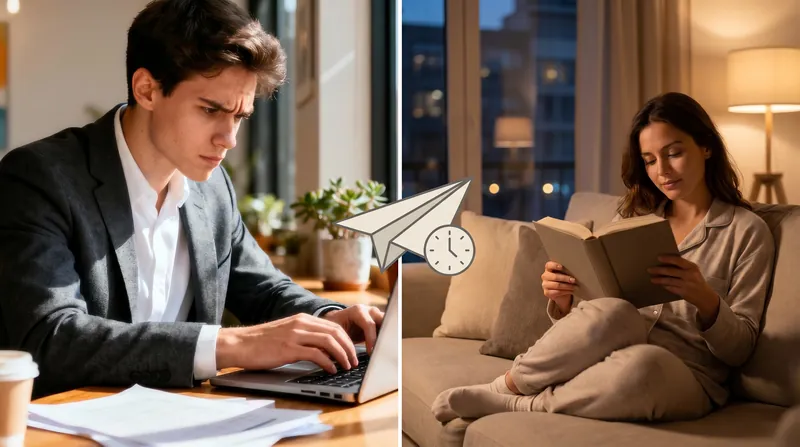 Using 'schedule send' protects colleagues' downtime and prevents the domino effect of after-hours replies.