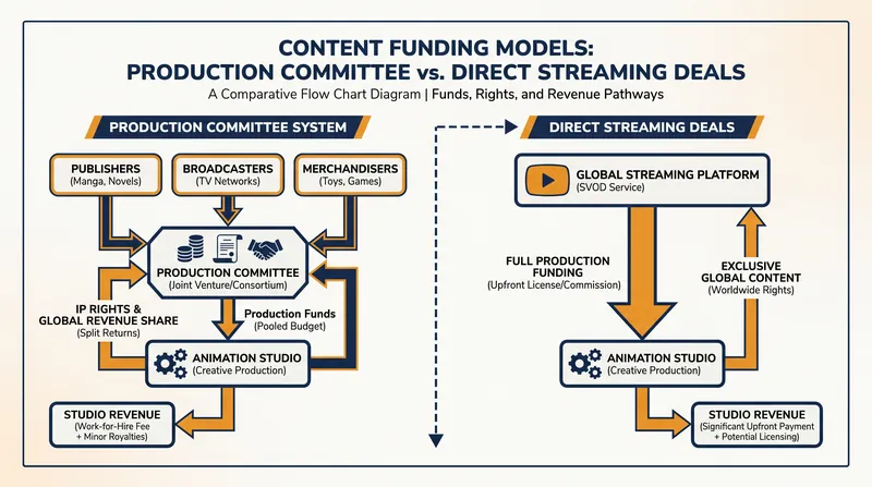 Direct streaming deals bypass the traditional committee, allowing studios to secure higher upfront budgets.