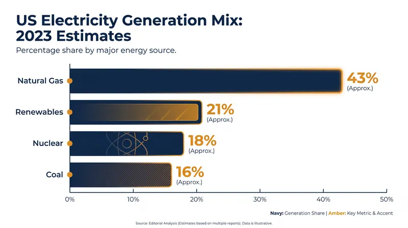 The US power generation mix, which the EPA rule sought to rapidly transition away from fossil fuels.