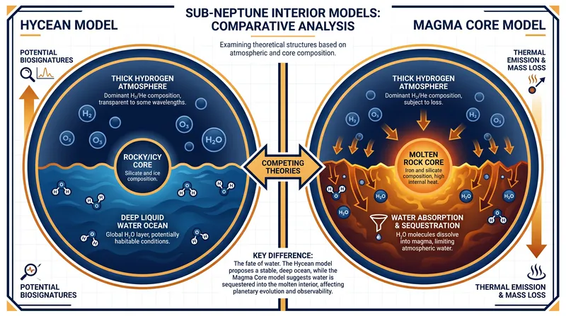 Recent physical models suggest that water on sub-Neptunes may be absorbed into a magma core rather than forming a surface ocean.