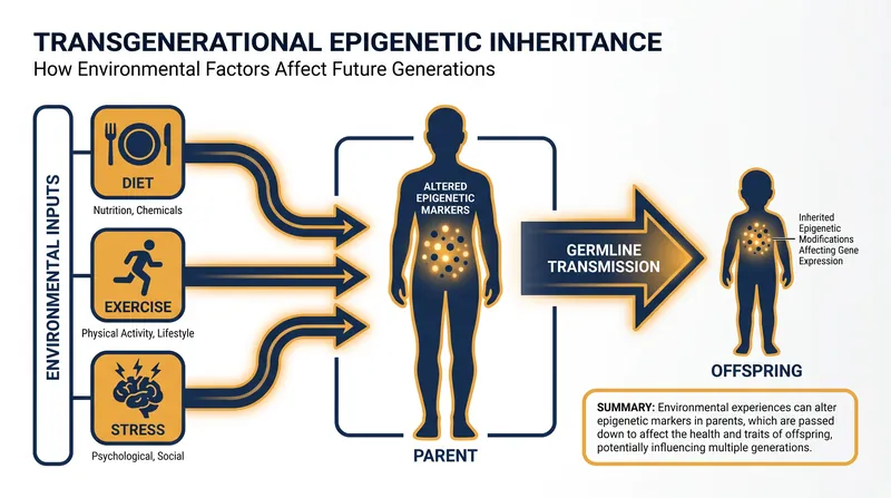 Transgenerational inheritance suggests that parental lifestyle choices before conception can alter the epigenetic markers passed to offspring.
