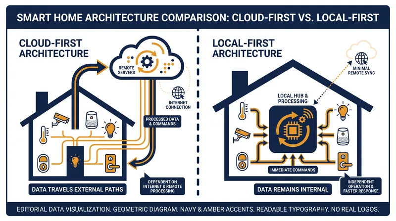 Local-first architecture eliminates the 'round-trip' delay by processing commands entirely within the home network.