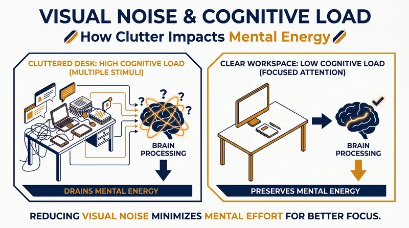How physical clutter competes for the brain's attention and causes decision fatigue.