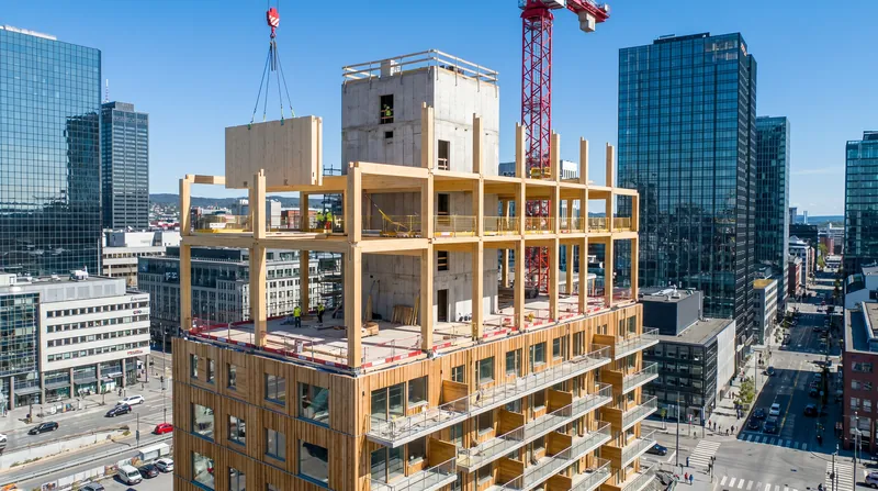 Because CLT panels are prefabricated off-site, mass timber buildings can be assembled significantly faster than traditional concrete structures.