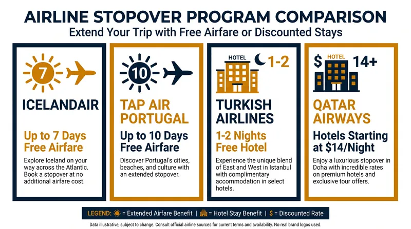 How major international carriers stack up when it comes to stopover perks.