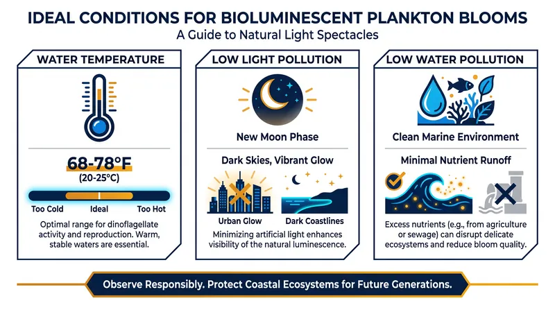 Bioluminescent plankton require specific environmental conditions to thrive and remain visible.