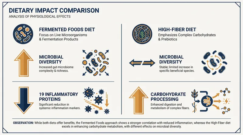 Clinical trials reveal distinct biological responses to high-fiber versus high-fermented-food diets.