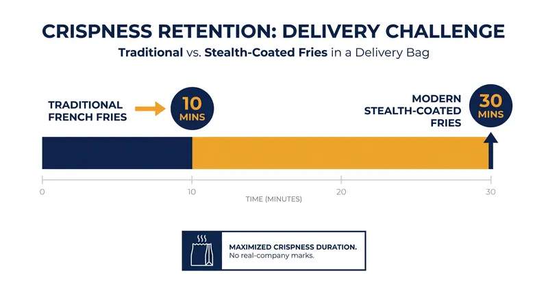 Modern stealth coatings have tripled the time fries can remain crispy during delivery.
