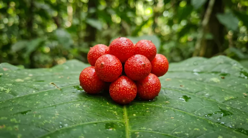 The oubli fruit, native to West Africa, naturally produces the intensely sweet protein brazzein.