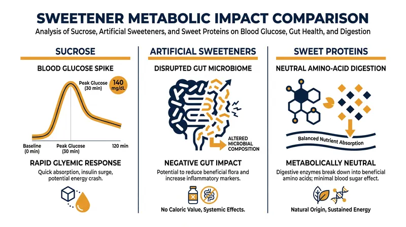 Unlike carbohydrates or synthetic chemicals, sweet proteins digest as standard amino acids.
