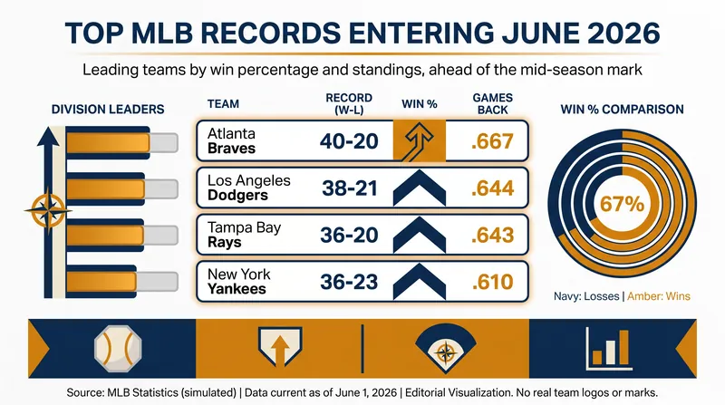 The top of the MLB standings features familiar powerhouses pacing their respective leagues.