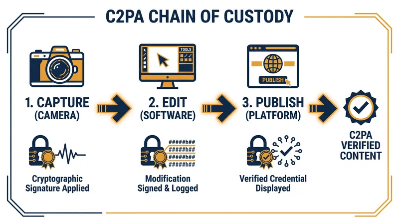 The C2PA standard is additive, securely logging edits without destroying the original proof of capture.