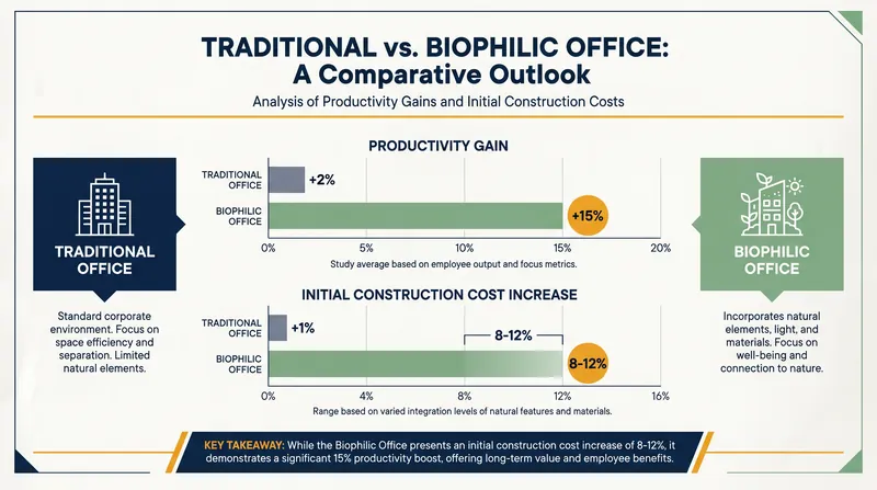 While biophilic elements carry a construction premium, they are increasingly offset by long-term productivity gains.