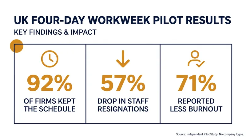 Results from the world's largest four-day workweek trials demonstrate massive gains in retention and well-being.