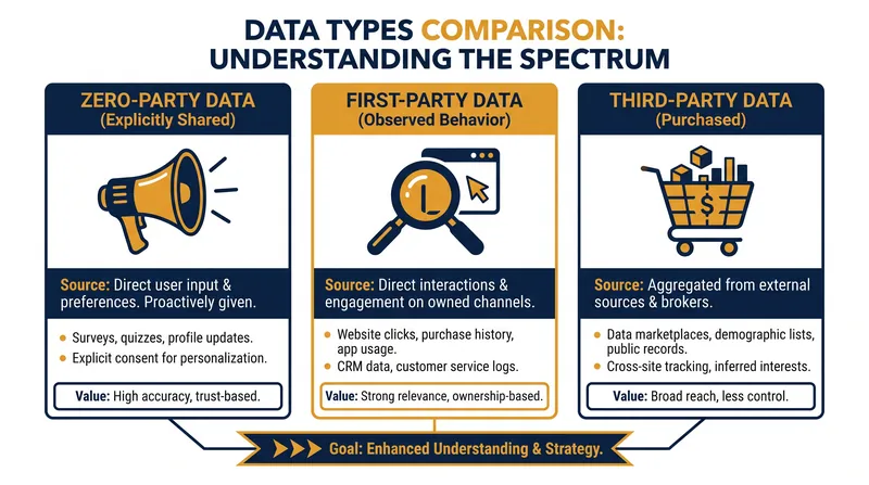 The data spectrum: moving from purchased surveillance to explicit consent.