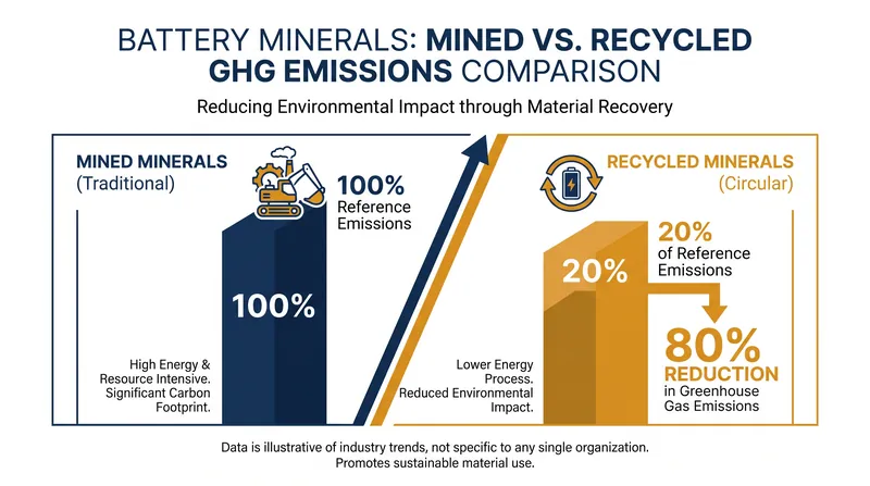 Recycled critical minerals carry a significantly lower carbon footprint than those extracted through primary mining.