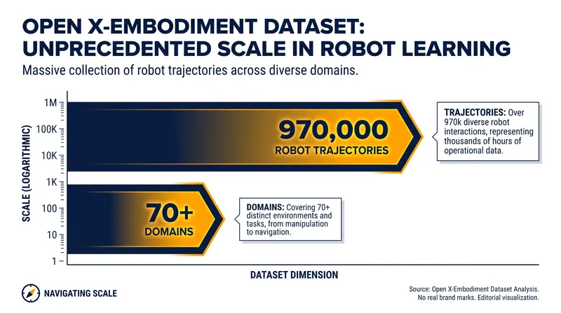 The Open X-Embodiment dataset provides the massive scale of physical data required to train VLAs.