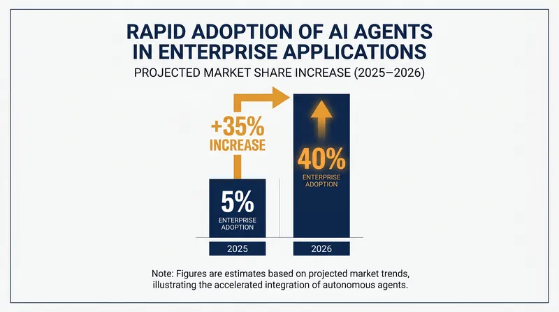 Gartner projects that 40% of enterprise applications will embed task-specific AI agents by the end of 2026.