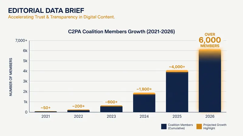 The Coalition for Content Provenance and Authenticity has seen massive industry adoption ahead of regulatory deadlines.