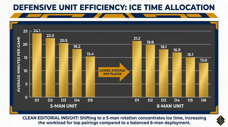 Playing with only five defensemen in Game 2 forced the remaining Vegas blueliners to absorb significantly higher minutes.