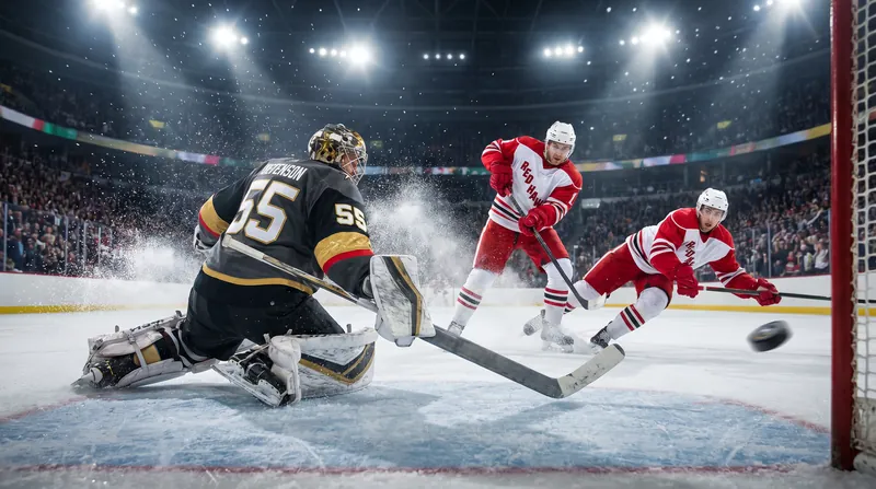 McNabb's presence stabilized the Vegas defensive zone against a heavy Carolina forecheck.