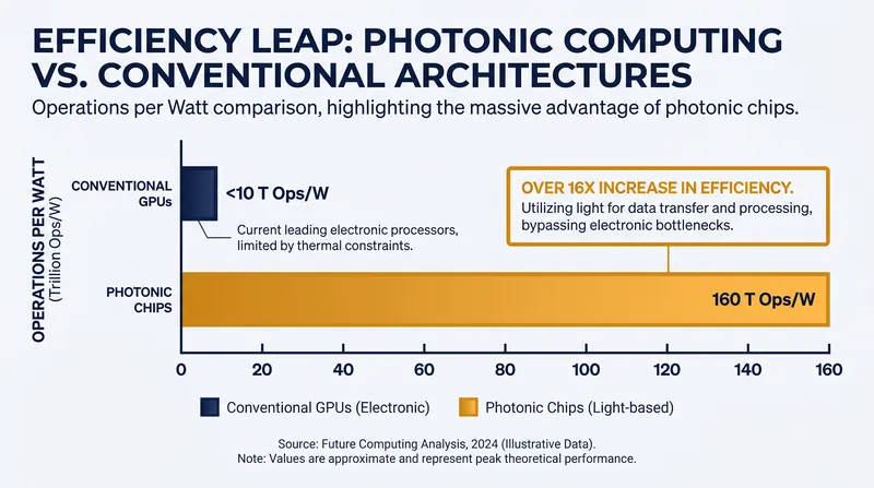 In lab settings, photonic chips have demonstrated exponential leaps in computational energy efficiency.
