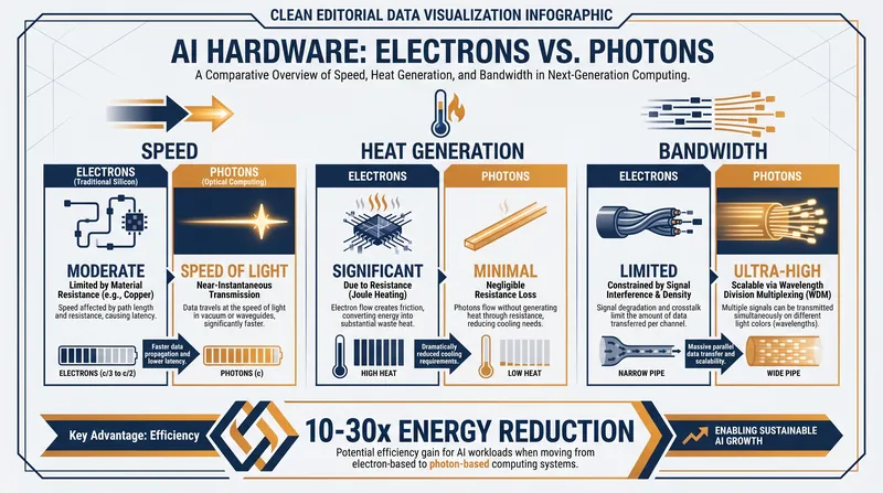 Photons travel without electrical resistance, virtually eliminating the heat generated by traditional chips.