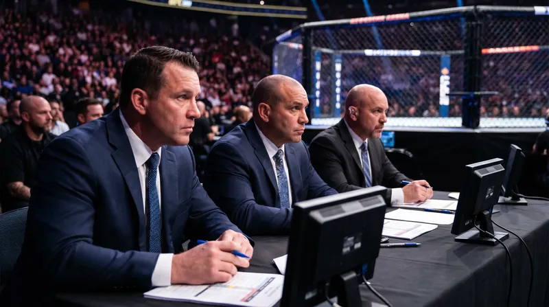 Three cageside judges score the fight independently without communicating.