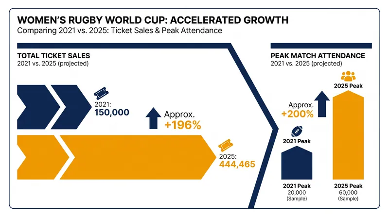 Ticket sales for the 2025 World Cup nearly tripled the previous tournament's total.