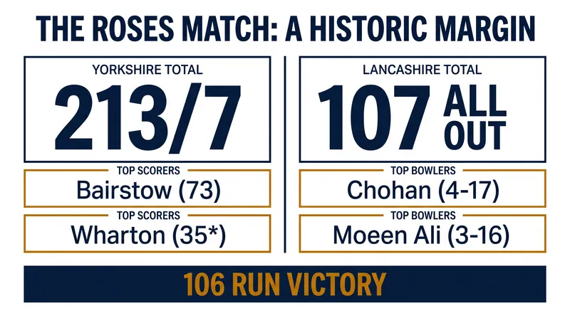 Yorkshire dominated both innings to secure Lancashire's heaviest-ever T20 Blast defeat.