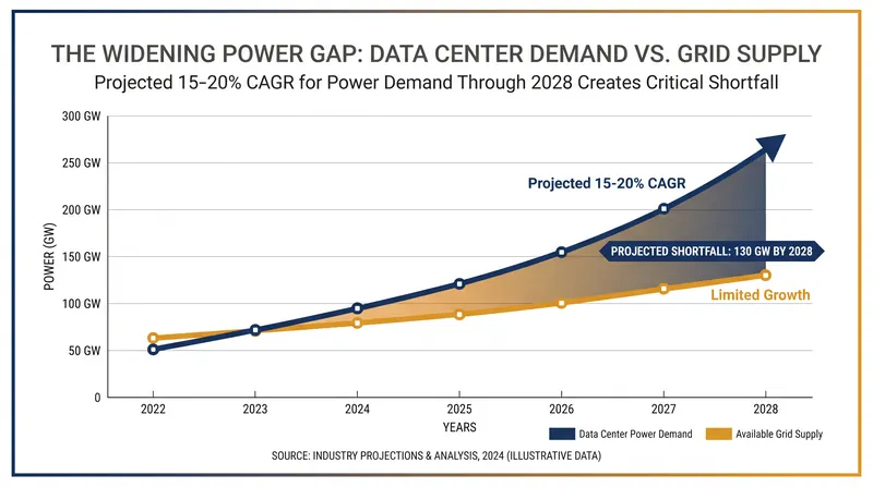 Power constraints are limiting new data center construction, driving up the rental value of existing, fully-powered facilities.