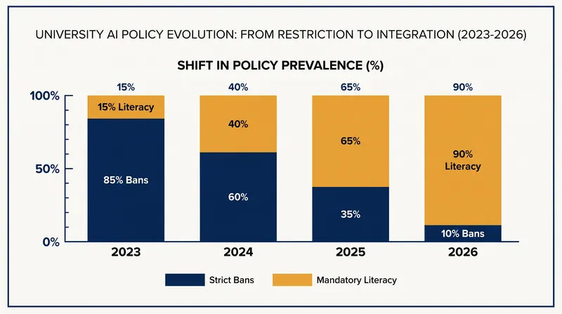 The rapid evolution of higher education's approach to generative AI.