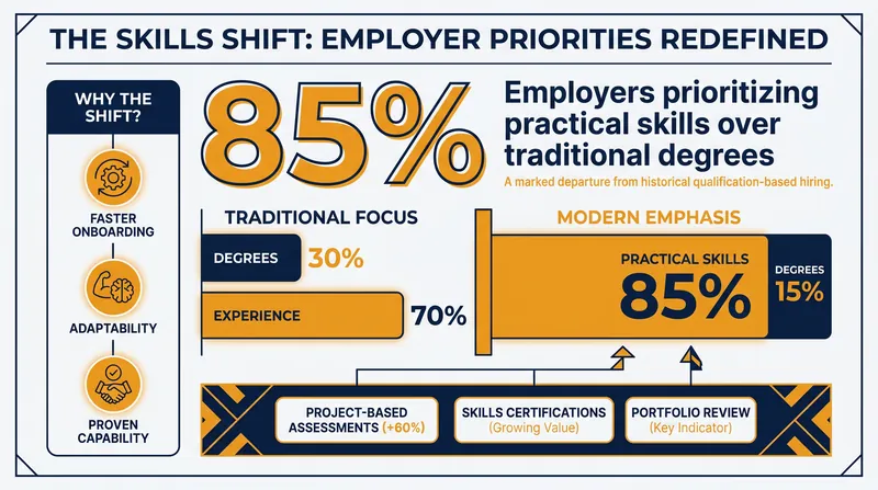 The corporate world is rapidly shifting toward skills-based hiring over traditional academic pedigrees.