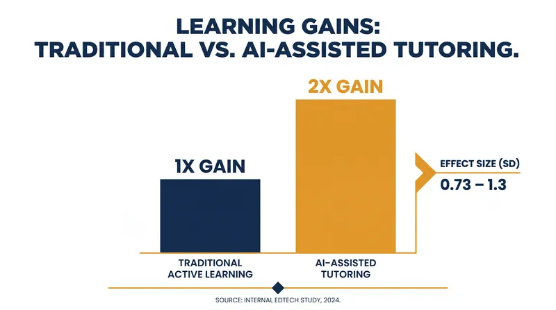 Recent randomized controlled trials demonstrate that AI tutoring can produce learning gains of up to 1.3 standard deviations.