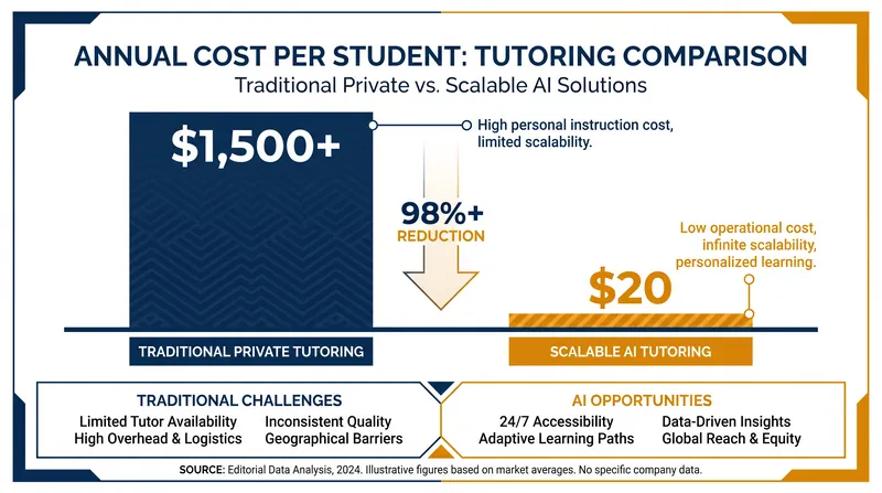 At an estimated $20 per student annually, AI tutoring offers a highly scalable intervention.