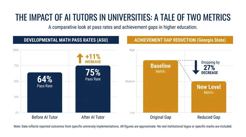 AI tutoring interventions have shown immediate results in university developmental math programs.
