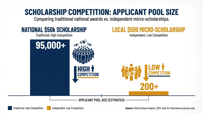 Smaller awards often feature drastically lower competition, increasing a student's odds of winning.
