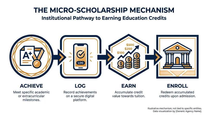 How the achievement-based micro-scholarship mechanism works.