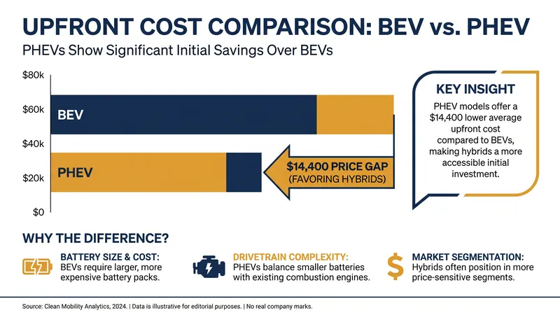 In some market segments, plug-in hybrids offer a significantly lower barrier to entry.