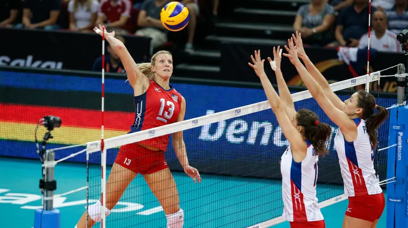 Canada's aggressive attacking and resilient defense kept the American blockers off balance throughout the match.