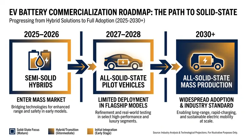 The transition to solid-state power is happening in stages, led by semi-solid hybrids in 2026.