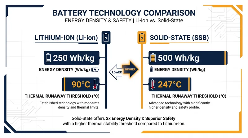 Solid-state technology significantly raises both the energy ceiling and the thermal safety threshold.