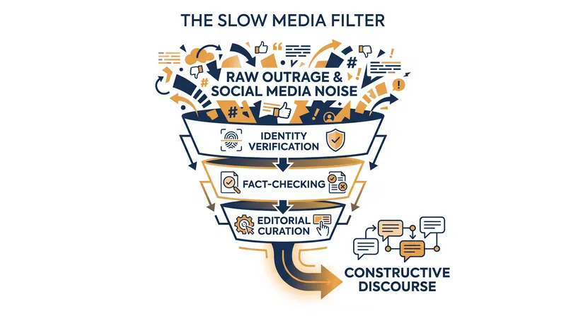 The 'Slow Media' approach relies on constructive friction to filter out digital toxicity.