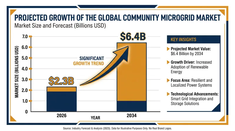 The global market for community microgrids is projected to nearly triple over the next eight years.