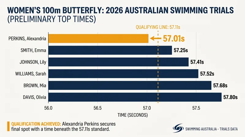Alexandria Perkins comfortably cleared the strict SwimAustralia qualifying standard in the 100m butterfly.