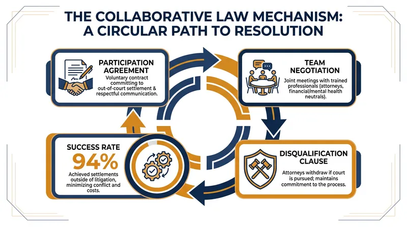 The disqualification clause in collaborative law creates a powerful structural incentive for all parties to reach a settlement.