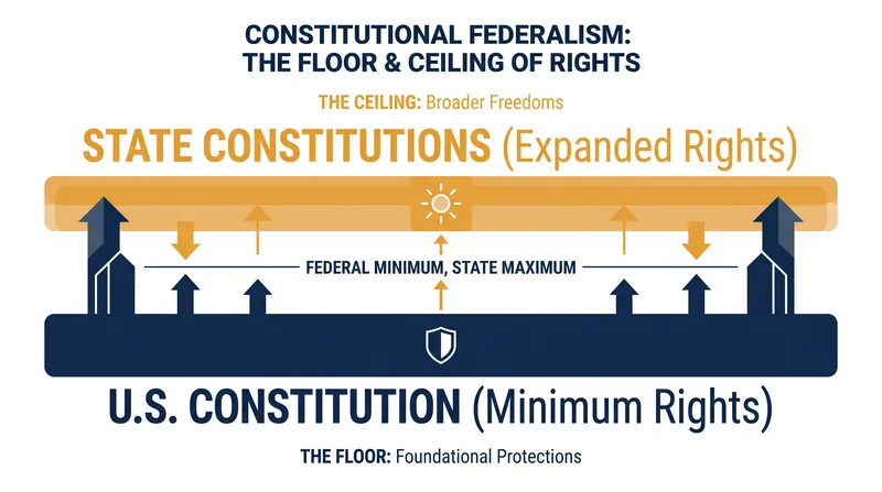 While the U.S. Constitution sets a baseline for civil liberties, state constitutions can grant broader protections.