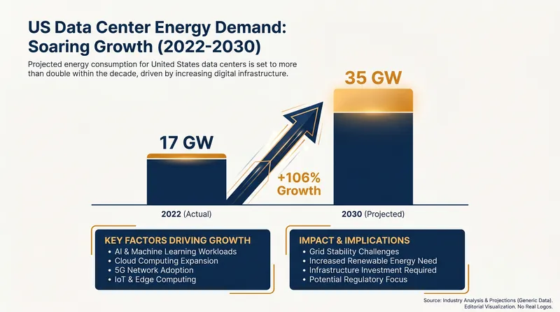 U.S. data center power demand is projected to more than double by 2030, driven largely by artificial intelligence.