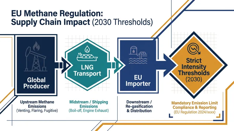 The EU Methane Regulation places the compliance burden on European importers, effectively forcing global producers to meet strict standards.