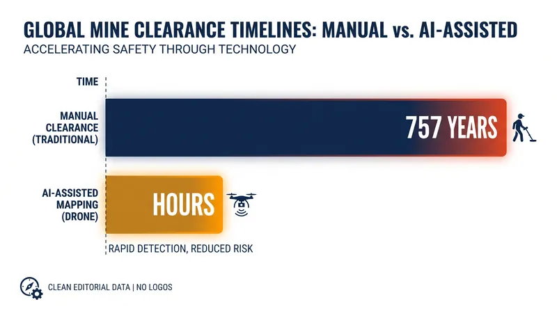 AI analysis reduces the time required to map a minefield from days to hours.